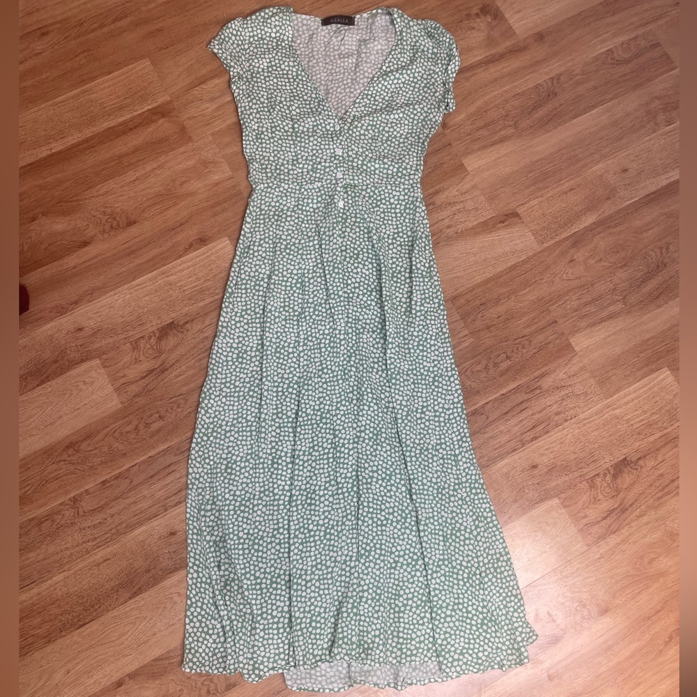 Azalea Patterned Button Front Long Dress